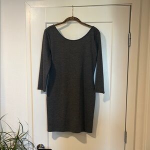 Forever 21 Black Sheath Dress 3/4 Sleeve Scoop Neck